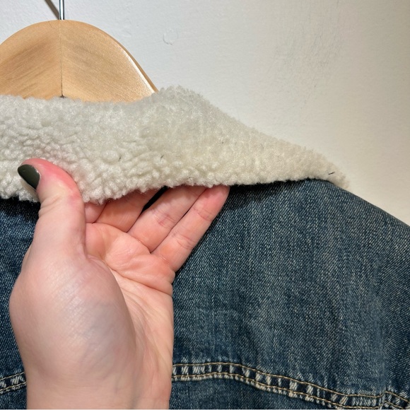 Able Adriena Blue Jean Jacket Shearling Collar XL - Picture 8 of 8